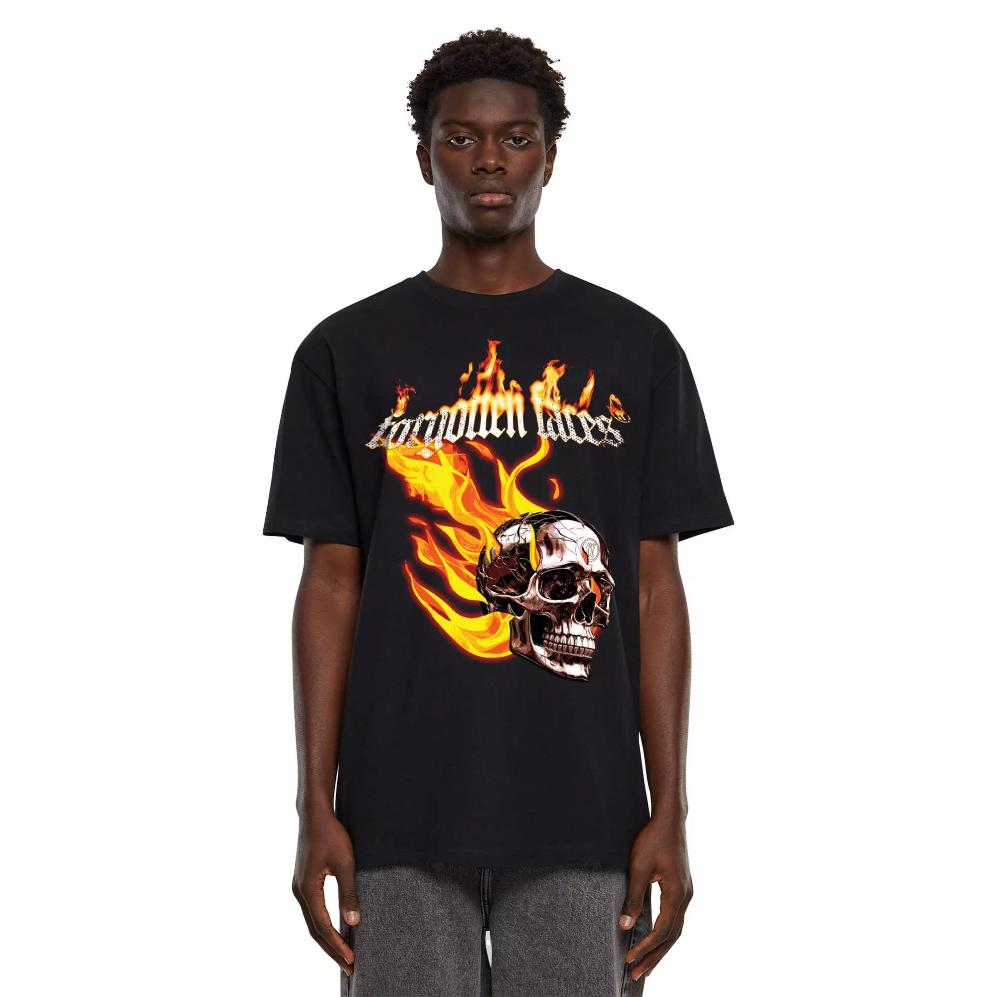 Men's Flaming Skull Graphic Tee, Forgotten Faces | Hibbett